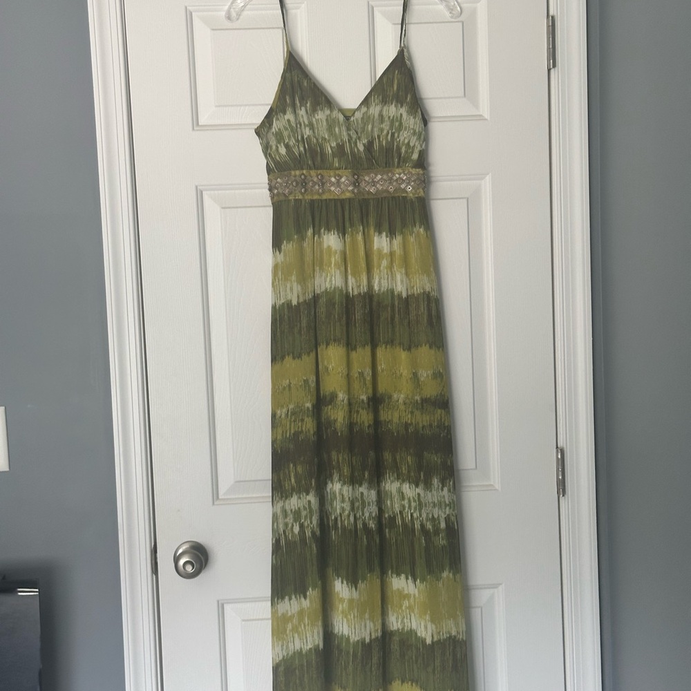 Elegant Green Tie-Dye Maxi Dress